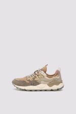 Sneakers Flower Mountain Uomo in Camoscio Tortora e Nylon Beige art. Yamano 3 Man Grey Mud 1B31