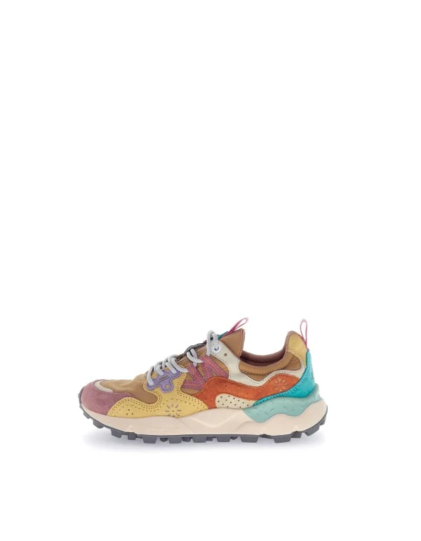 Sneakers Flower Mountain Donna in Camoscio Multicolor Rosa e Nylon Beige art. Yamano 3 Woman Rose Orange 2M44, foto 2 di 4