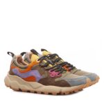 Sneakers Flower Mountain Donna in Camoscio Multicolor e Nylon Verde art. Yamano 3 Uni Kaki Multi 2F69