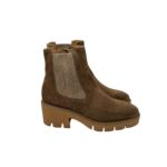 Tronchetto Luca Grossi In Camoscio Tortora Con Cerniera Interna ed Elastico H 6 cm art. K631T
