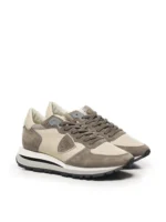 Sneakers Uomo Philippe Model Tropez Haute In Camoscio Tortora e Pelle Avorio cod. TKLU XI06 - immagine 3