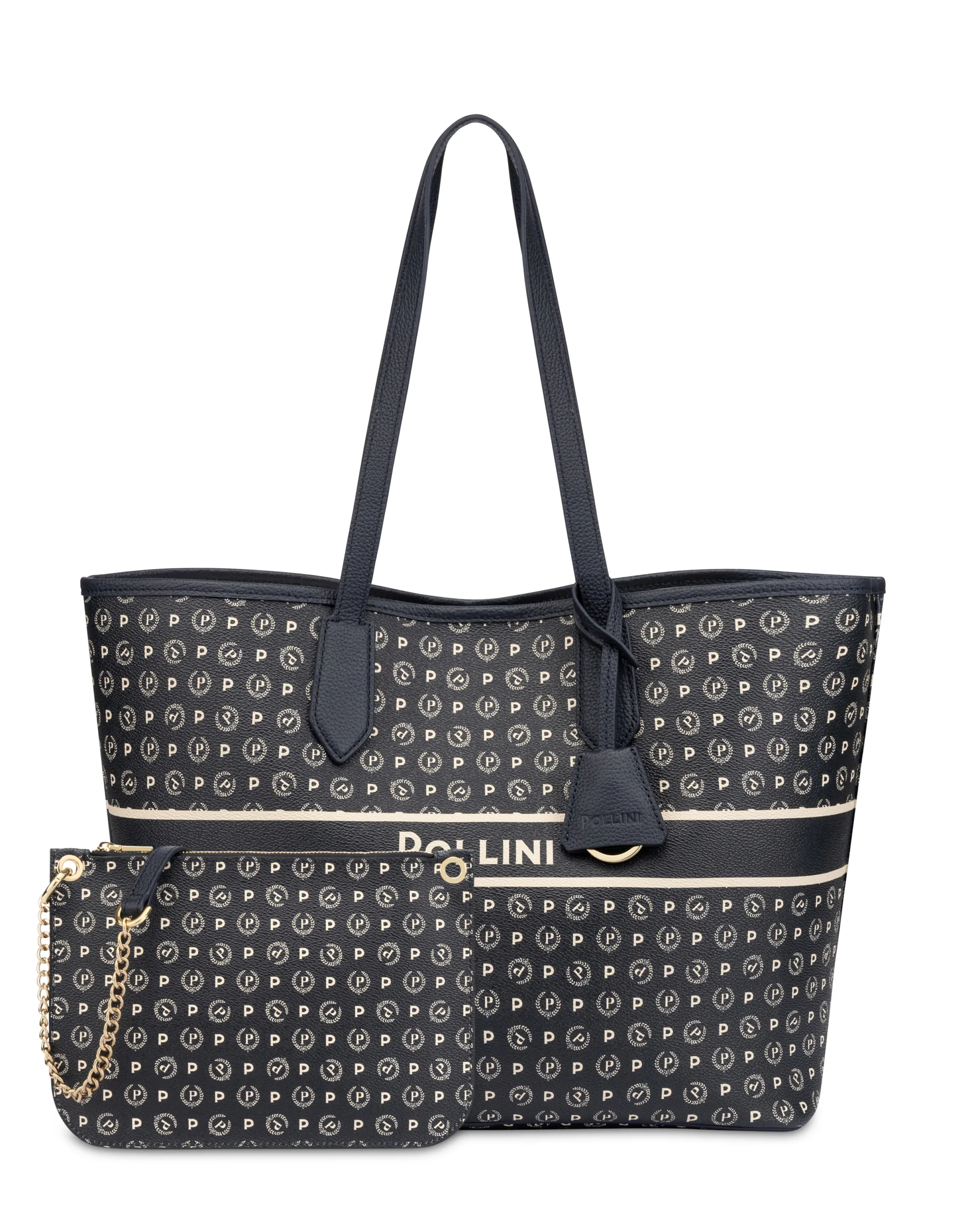 Shopping Pollini In Pelle Blu con Pochette Interna TE8427PP06Q4975A, foto 4 di 4