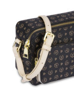 Borsa A Tracolla Pollini Heritage in Pelle Nera con Dettagli Avorio E Tasca Con Cerniera Frontale art. TE8535PP0MQ1100C - immagine 3