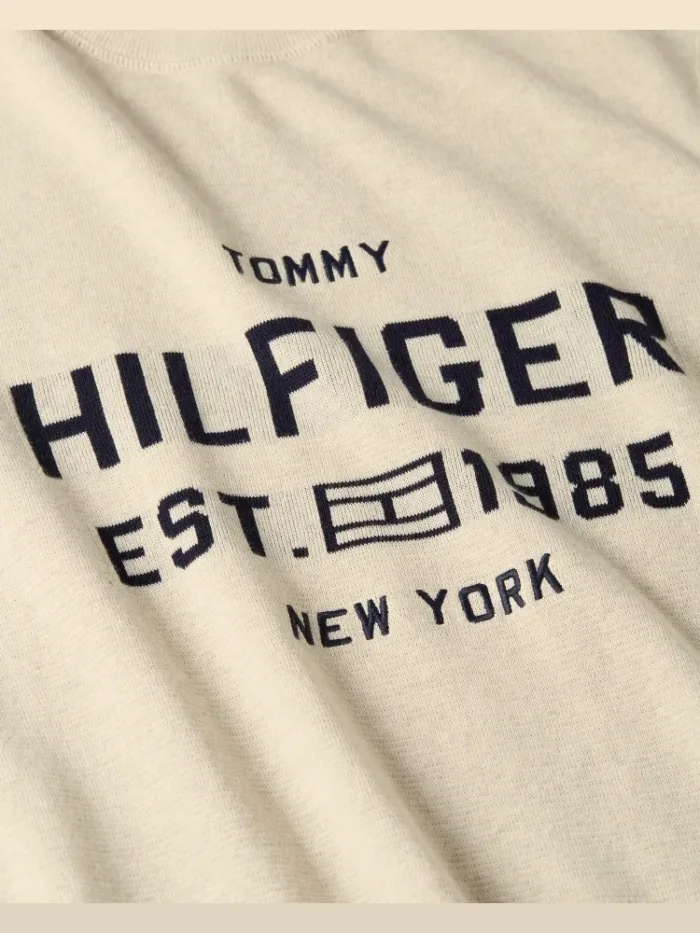 Maglione Girocollo Uomo in Cotone Beige Avorio Tommy Hilfiger art. MW0MW39533 HGF, foto 2 di 3