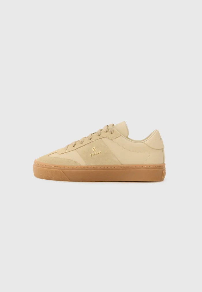 Sneakers Furla in Camoscio e Pelle Beige H 3,5 cm art. JI79ENJ, foto 1 di 5