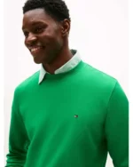 Felpa Girocollo In Cotone Garzato Uomo Tommy Hilfiger Verde art. MW0MW37237 L4B - immagine 2