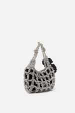 Sac à main Twentyfourhaitch en maille argentée et velours noir avec accessoire amovible, article Alkab - image 2