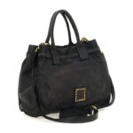 Borsa Campomaggi shopping Rossella Nera in Pelle di vacchetta tinta in capo con Borchie e Strasse art. C03347OND X0045 C1501 - immagine 4