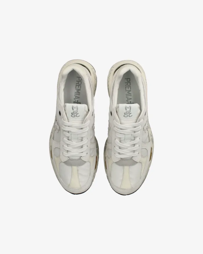 Sneakers Premiata Donna in Camoscio e Nylon Bianco art. Mased 7823, foto 5 di 5