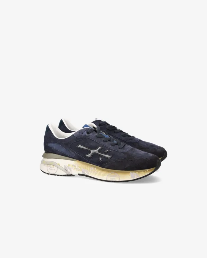 Sneakers Premiata Uomo in Camoscio Blu art. Moerun 7776, foto 4 di 5