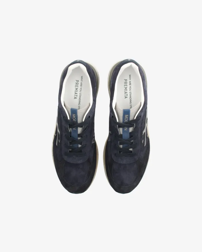 Sneakers Premiata Uomo in Camoscio Blu art. Moerun 7776, foto 5 di 5