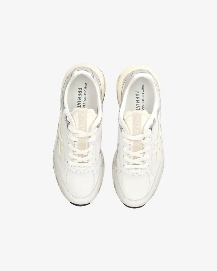 Sneakers Premiata Donna in Pelle Bianca e Dettagli Argento art. Moerund 7798, foto 5 di 5