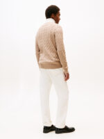 Maglione Girocollo Uomo con Trecce Tommy Hilfiger Beige art. MW0MW33132 AFE - immagine 4