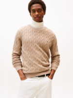 Maglione Girocollo Uomo con Trecce Tommy Hilfiger Beige art. MW0MW33132 AFE - immagine 2