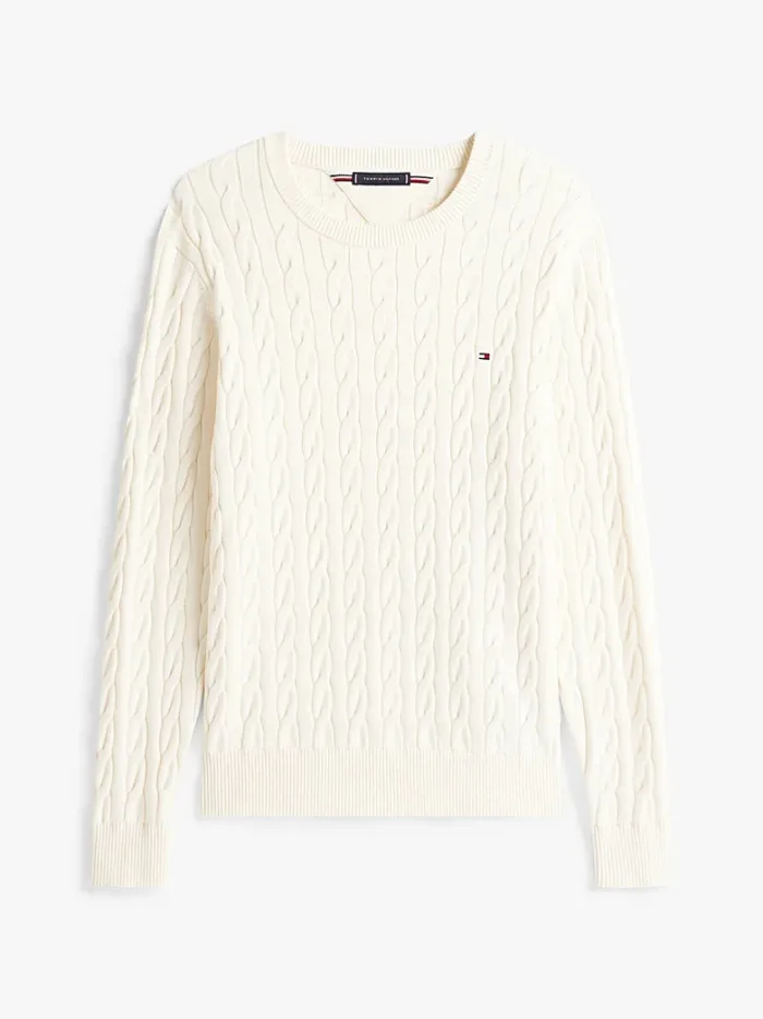 Maglione Girocollo Uomo con Trecce Tommy Hilfiger Avorio art. MW0MW33132 Z00, foto 1 di 4