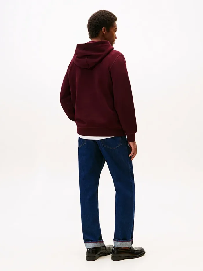 Felpa Con Cappuccio Uomo In Pile Tommy Hilfiger Bordeaux art. MW0MW39997 XIH, foto 4 di 5