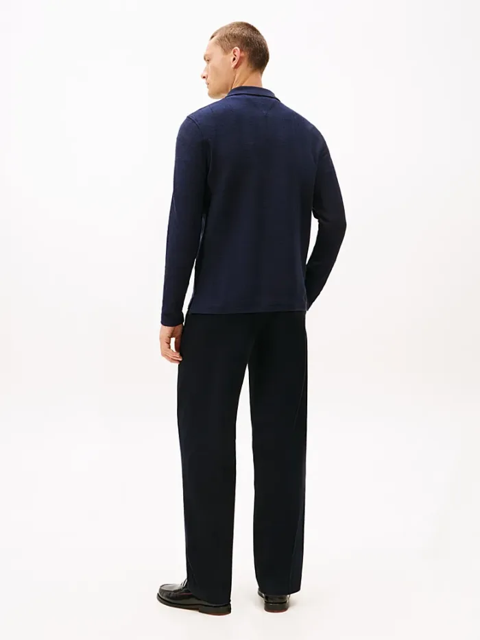 Polo Manica Lunga in Jacquard Uomo Blu Tommy Hilfiger art. MW0MW40292 DW5, foto 4 di 5