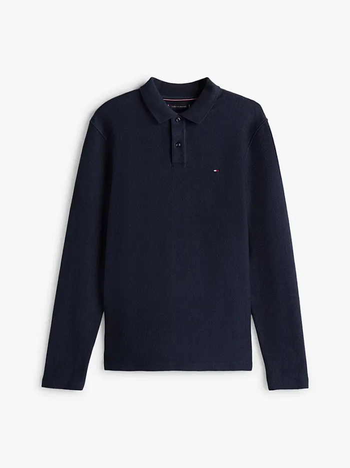 Polo Manica Lunga in Jacquard Uomo Blu Tommy Hilfiger art. MW0MW40292 DW5, foto 5 di 5