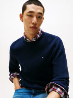 Maglione Girocollo a Costine Uomo In Cotone e Cashmere Tommy Hilfiger Blu art. MW0MW40449 DW5 - immagine 2