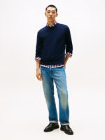 Maglione Girocollo a Costine Uomo In Cotone e Cashmere Tommy Hilfiger Blu art. MW0MW40449 DW5 - immagine 3