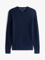 Maglione Girocollo a Costine Uomo In Cotone e Cashmere Tommy Hilfiger Blu art. MW0MW40449 DW5 - immagine 5