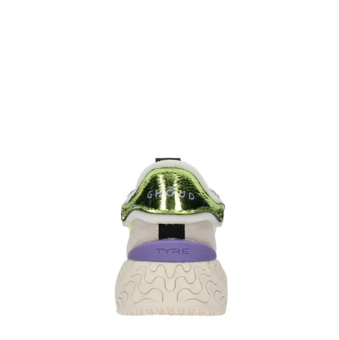 Sneakers Ghoud Donna Tyre Low In Pelle Bianca e Dettagli Verdi  art. TYLW SP01, foto 2 di 4