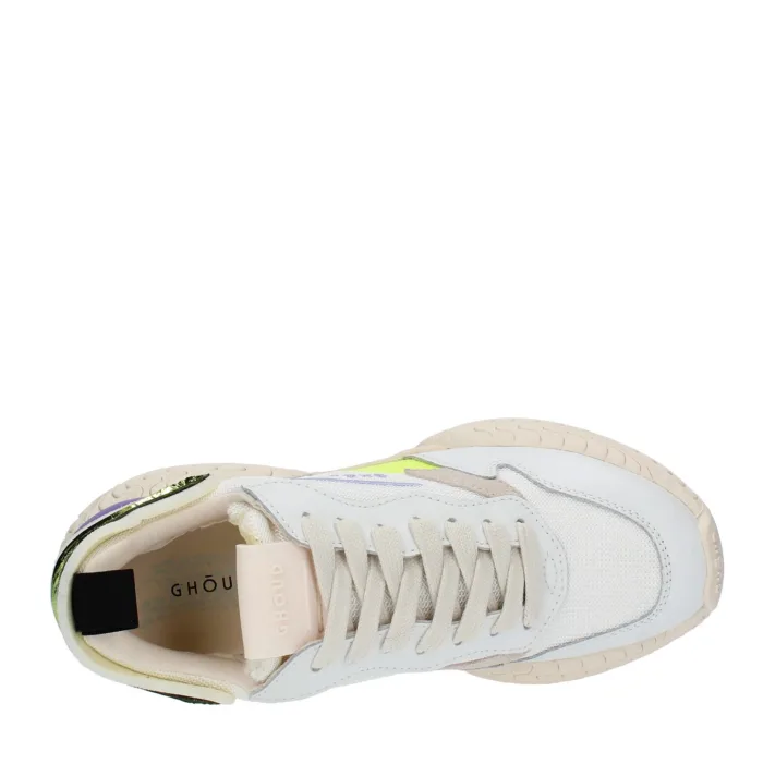 Sneakers Ghoud Donna Tyre Low In Pelle Bianca e Dettagli Verdi  art. TYLW SP01, foto 3 di 4