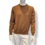 Maglione Girocollo Filippo De Laurentiis in Pura Lana Cashmere Beige Cognac art. GC1MLD CA12R 180
