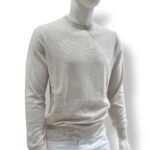 Maglione Girocollo Filippo De Laurentiis in Misto Lana Seta Cashmere Beige Chiaro art. GC1ML WSC14R 030 - immagine 2