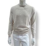 Maglione Girocollo Filippo De Laurentiis in Misto Lana Seta Cashmere Beige Chiaro art. GC1ML WSC14R 030
