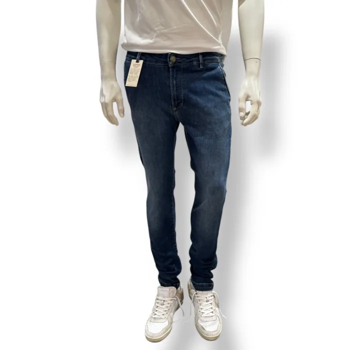 Jeans Tasca a Filo Camouflage In Gabardine di Cotone Elasticizzata Lavaggio Medio Scuro art. Chinos Rey 17 D131 C002, foto 1 di 2