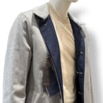 Cappottino Reversibile Double Face Uomo Richard Smith in Nylon Loro Piana Blu e Puro Cashmere Grigio Chiaro Art Apollo - immagine 4