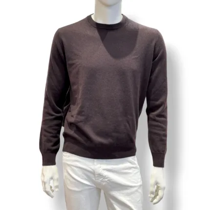 Maglione Girocollo Filippo De Laurentiis in Pura Lana Cashmere Testa Di Moro art. GC1MLD CA12R 289