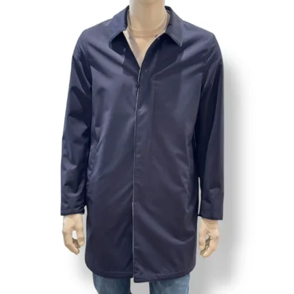 Cappottino Reversibile Double Face Uomo Richard Smith in Nylon Loro Piana Blu e Puro Cashmere Grigio Chiaro Art Apollo