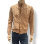 Cardigan Bluson Beige Della Ciana in Misto Lana Cashmere Con Trecce art. DC9-18586