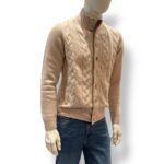 Cardigan Bluson Beige Della Ciana in Misto Lana Cashmere Con Trecce art. DC9-18586 - immagine 2