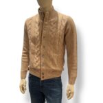 Cardigan Bluson Beige Della Ciana in Misto Lana Cashmere Con Trecce art. DC9-18586 - immagine 3