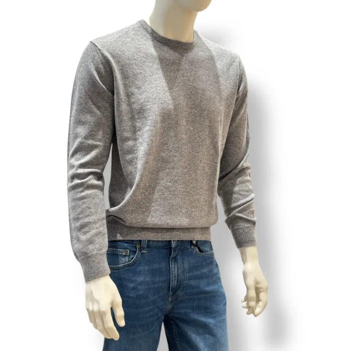 Maglione Girocollo Della Ciana in Pura Lana Cashmere Grigio Feltro art. DC9-07132, foto 2 di 3
