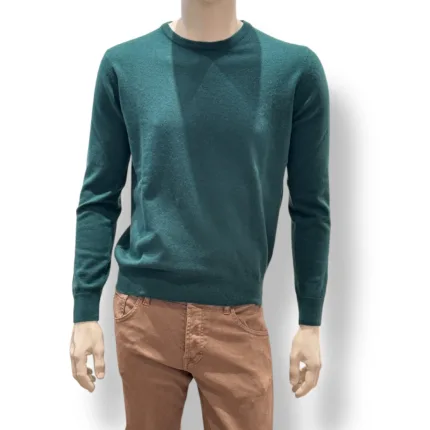 Maglione Girocollo Della Ciana in Pura Lana Cashmere Verde Foresta art. DC9-07132