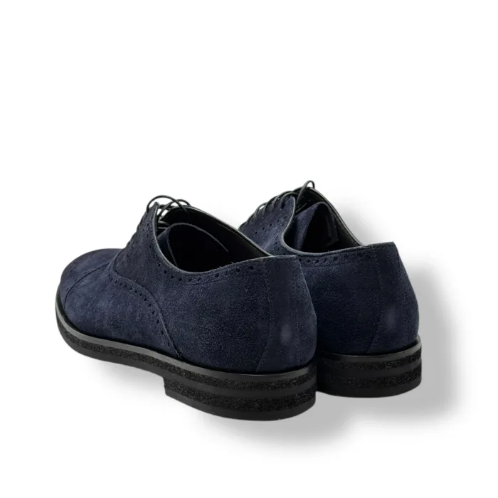 Francesina Uomo Barrett Oxford In Camoscio Blu Fondo Gomma cod. 222U013.7, foto 4 di 5