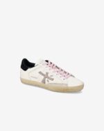 Sneakers Premiata Donna in Pelle Bianca e Laccio Rosa Spoiler Blu art. Stevend 7602 - immagine 2