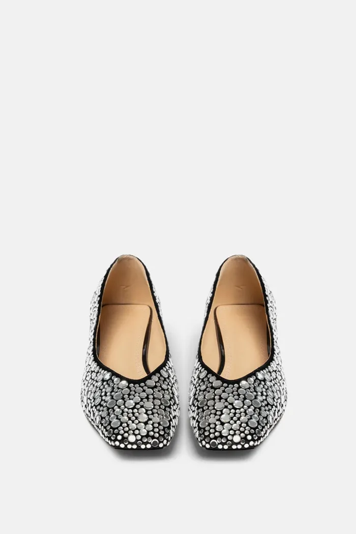 Ballerina Twentyfourhaitch In Velluto Nero Con Pattern Specchietti art. Syrma Nero, foto 2 di 5