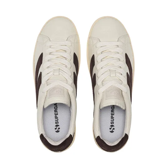 Sneakers Superga Uomo in Pelle Bianca e Camoscio Verde art. 4833 Lendl White Avorio Leef Green, foto 4 di 5