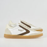 Sneakers Valsport in  Pelle Bianca e Camoscio Beige Art Olimpia Leather Suede Sigaro