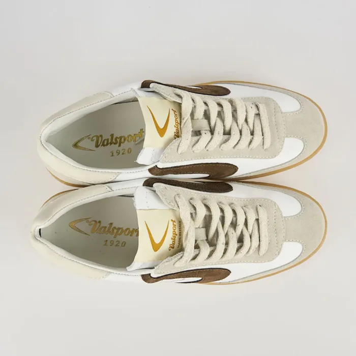 Sneakers Valsport in  Pelle Bianca e Camoscio Beige Art Olimpia Leather Suede Sigaro, foto 3 di 3