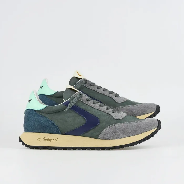 Sneakers Valsport in Camoscio Grigio e Nylon Verde Art Start Nylon Vintage Ionio, foto 1 di 3