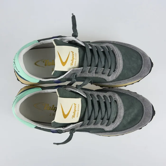 Sneakers Valsport in Camoscio Grigio e Nylon Verde Art Start Nylon Vintage Ionio, foto 3 di 3