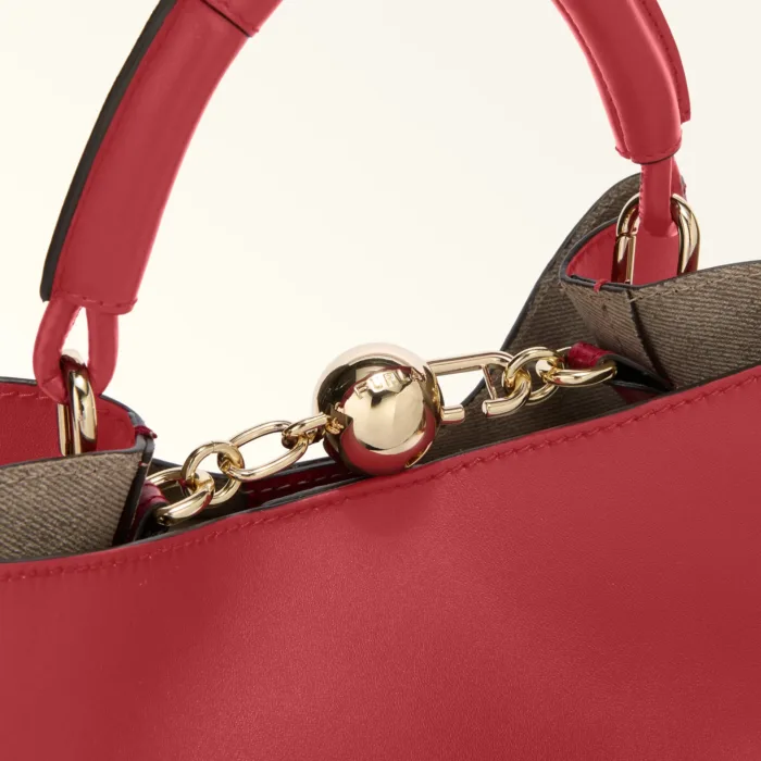 Borsa A Mano Piccola Furla In Pelle Rossa art. Furla Sfera S Bucket Bag WB01679 BX3169 4078S, foto 5 di 5