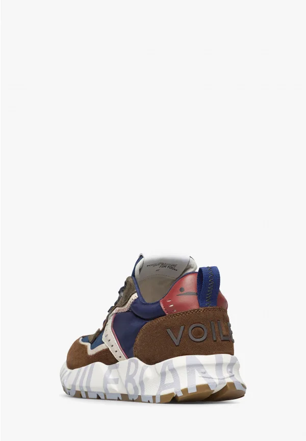Sneakers Voile Blanche Uomo in Camoscio Marrone e Nylon Blu art. Club 01 Brown Navy 3D74, foto 5 di 5