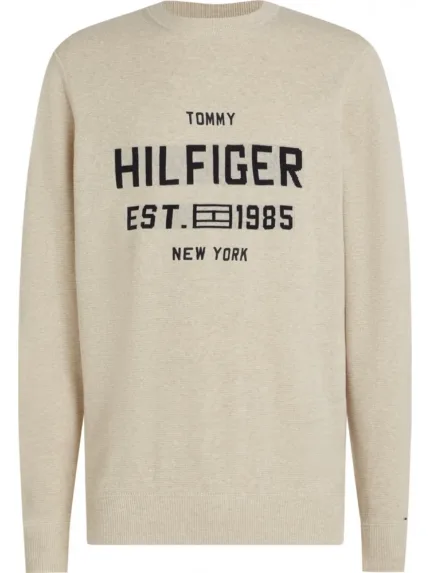 Maglione Girocollo Uomo in Cotone Beige Avorio Tommy Hilfiger art. MW0MW39533 HGF